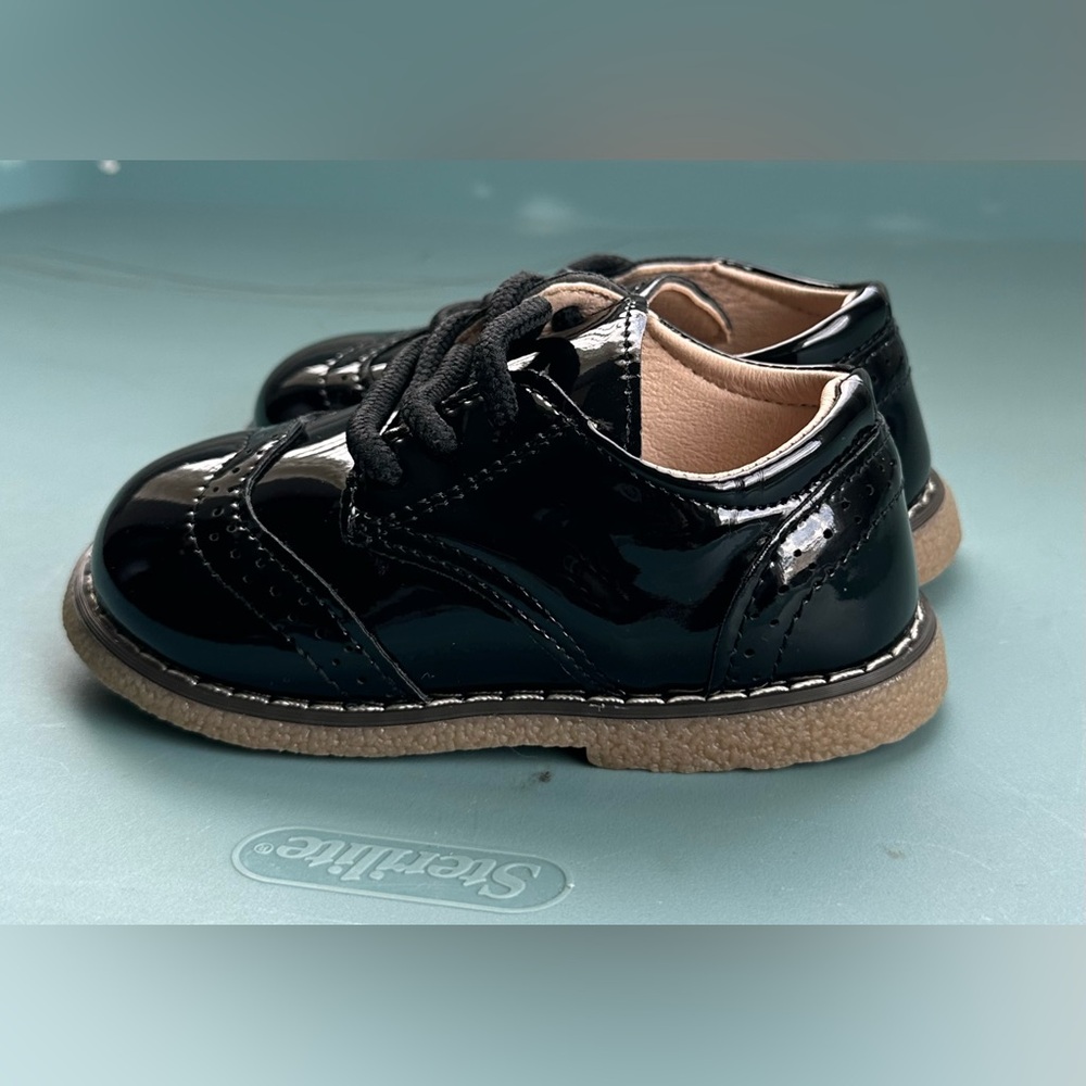 Kids Black Patent Dress Shoes - Classic Lace-Up